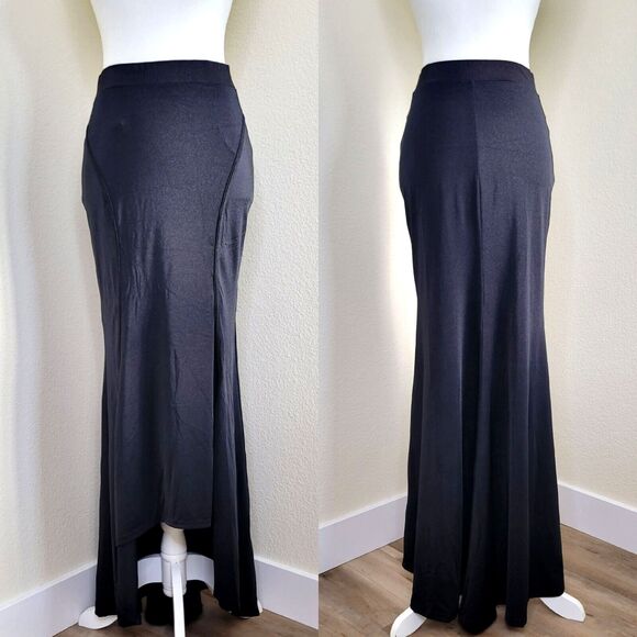Amy Shehab NOIR Midi SKIRT Black Size S Ruffle High Low Gothic Witchy vamp - Picture 1 of 11